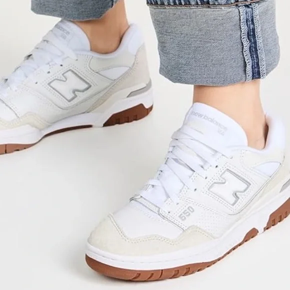 New Balance 550 White and Brown Sneakers - Picture 1 of 6